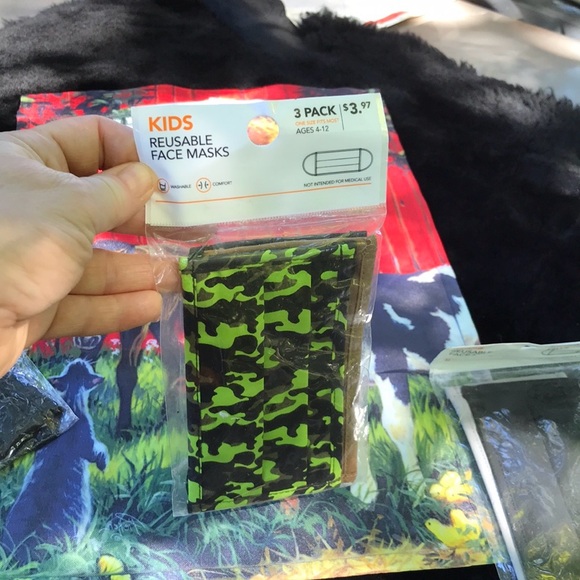 NWT 3 Packs of 3 each Kids Reusable Face Masks One Size Fits Most Ages 4-12 - Picture 3 of 10